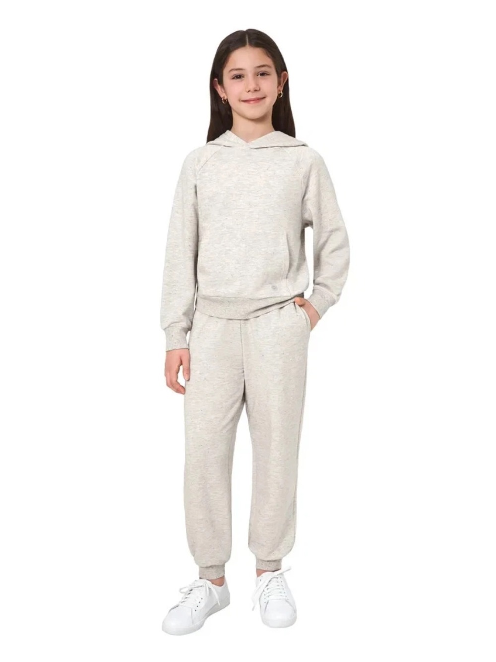 Mondetta Kids Hoodie & Jogger Pants set- Light Heather Cream